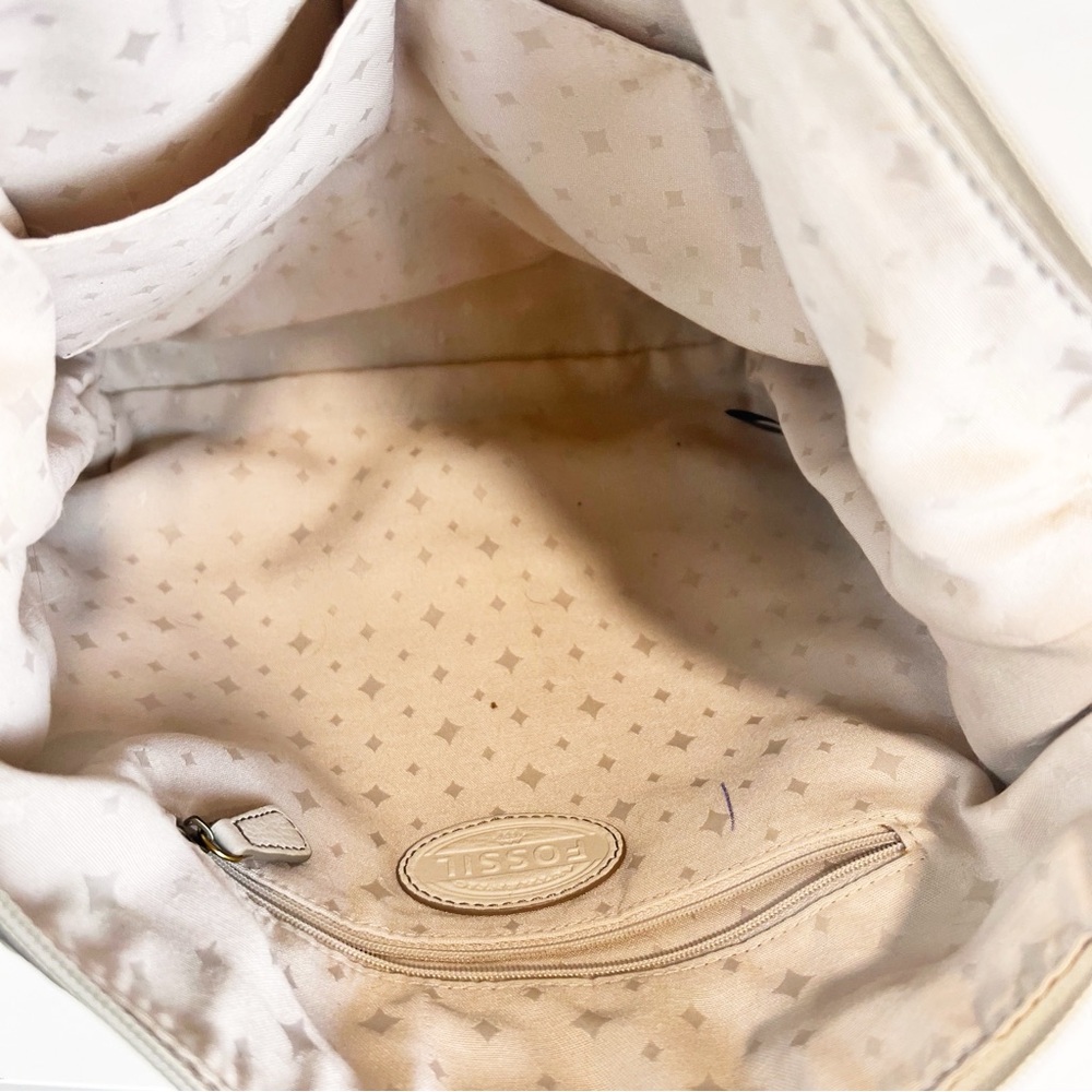 Vintage Fossil Crossbody White Textured Leather Multi Pocket Adjustable Strap - Picture 7 of 15